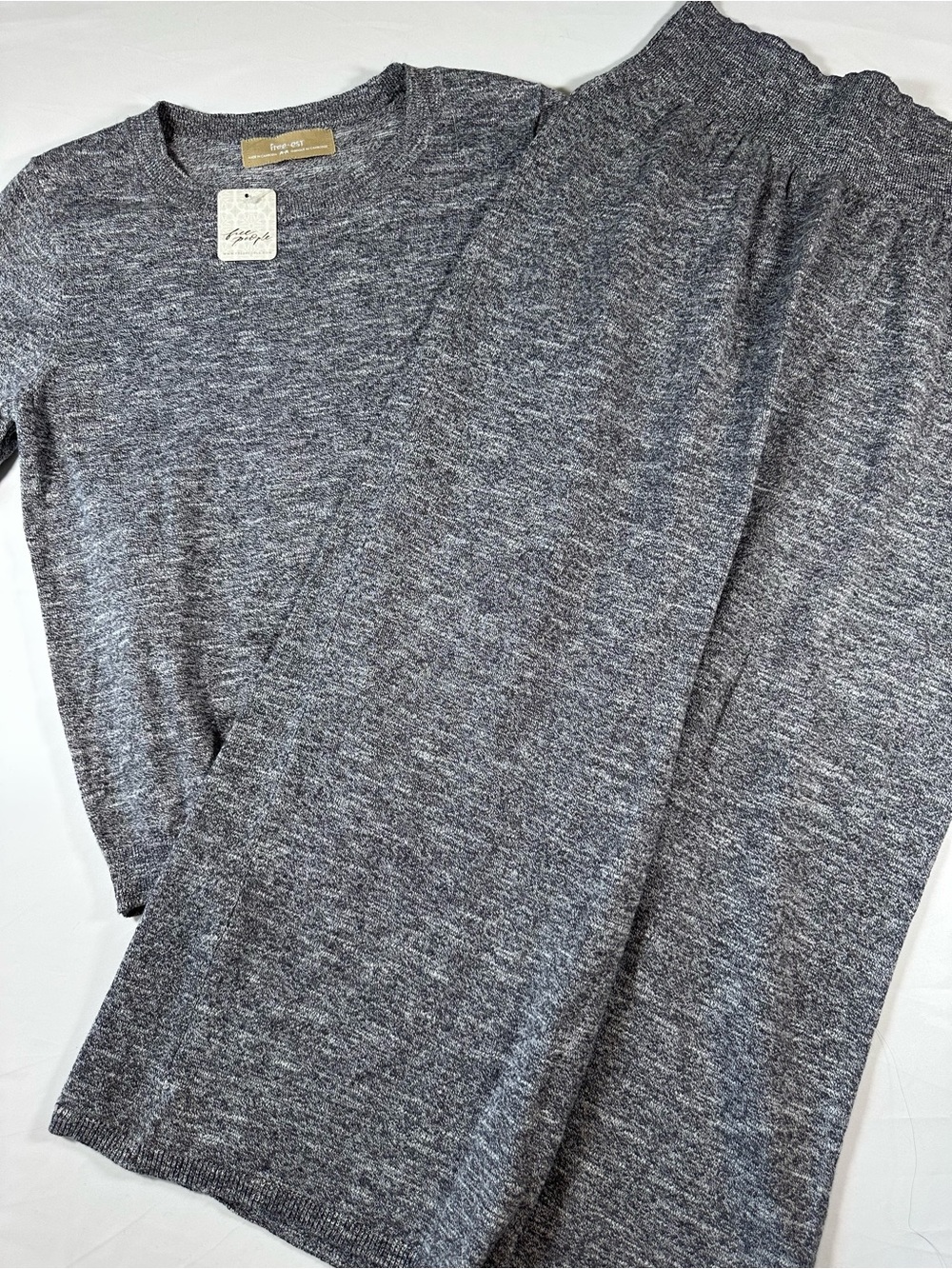 Free People Gray Marled Crewneck Sweater and skirt set